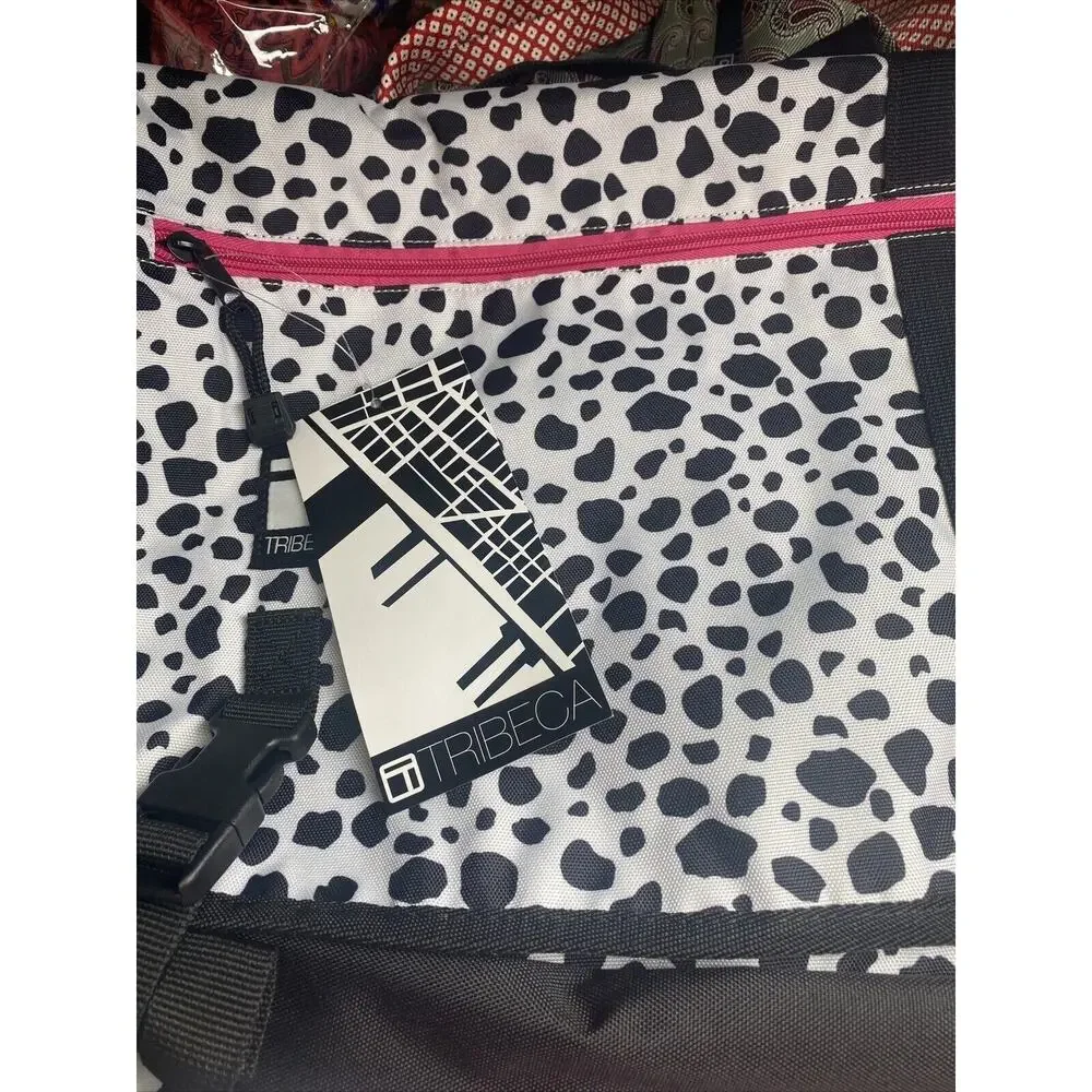 Tribeca Messenger Bag Animal Print White Black 16x12 Laptop Books Adjust Strap 3